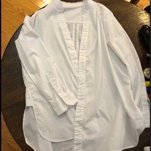 White collarless shirt